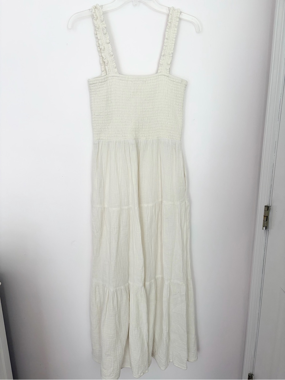 Marine Layer Selene Smocked White Gauze Maxi Dress - Picture 3 of 5
